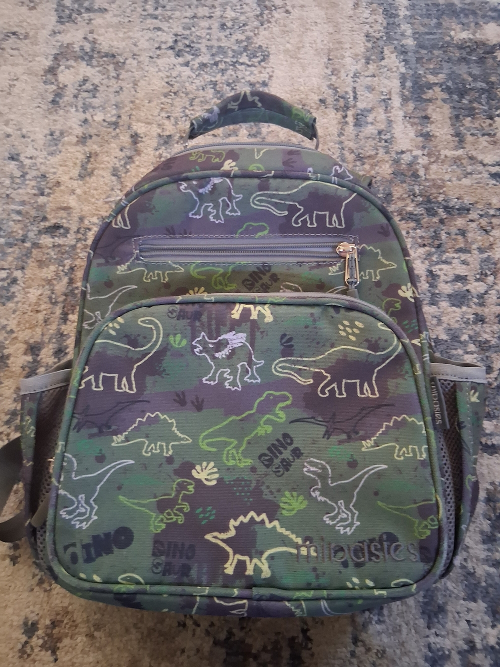 Kids Green Dinosaur Print Backpack with Padded Straps